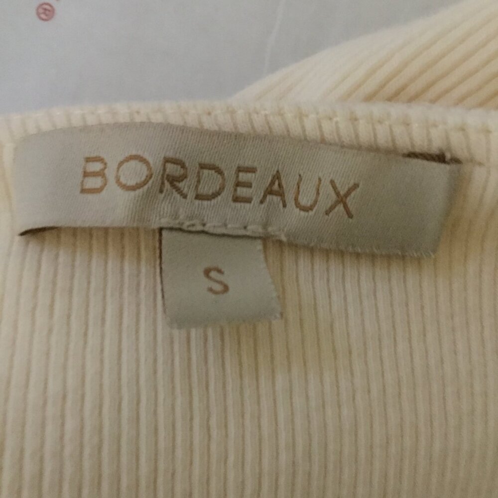 Bordeaux Ribbed Cream Mini Dress s - Picture 5 of 7